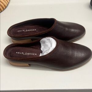 Kelsi Dagger Dark Brown Leather Mules